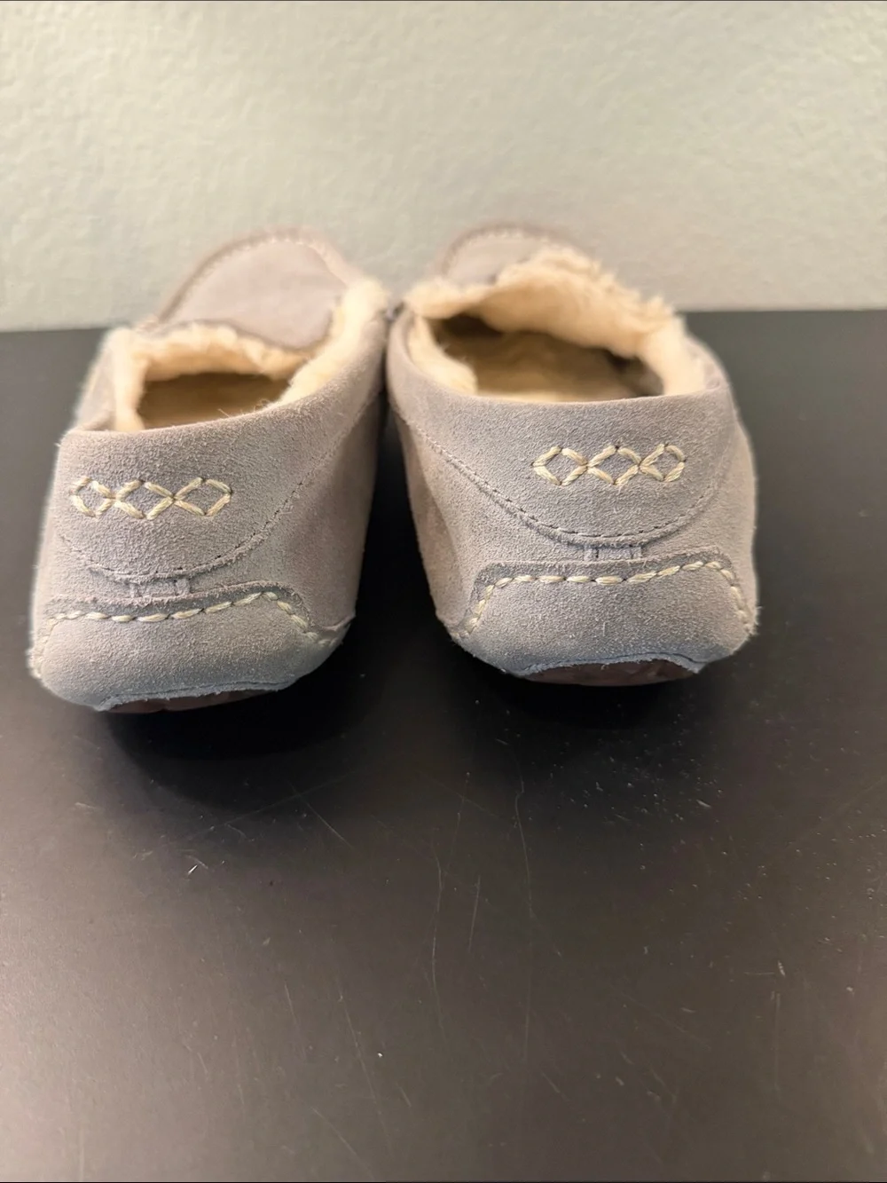 UGG Women’s Gray Suede Shearling-Lined Moccasin Slippers